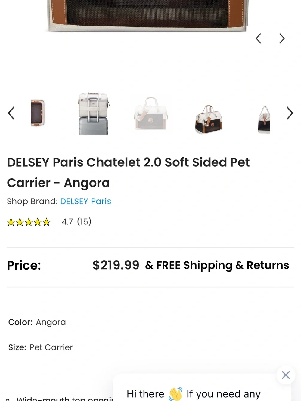 Delsey White & Brown Small Pet Carrier